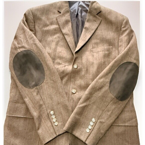 Alan Flusser Men’s 44R Brown Houndstooth 100% Lambswool Sport Coat Blazer Jacket - Picture 2 of 11